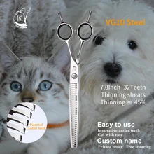 Crane 7.0 Inch 32 Teeth Professional Pet Grooming Thinner Shears Dog Thinning Scissors Rate 35% For Dogs Hair ножницы tijeras