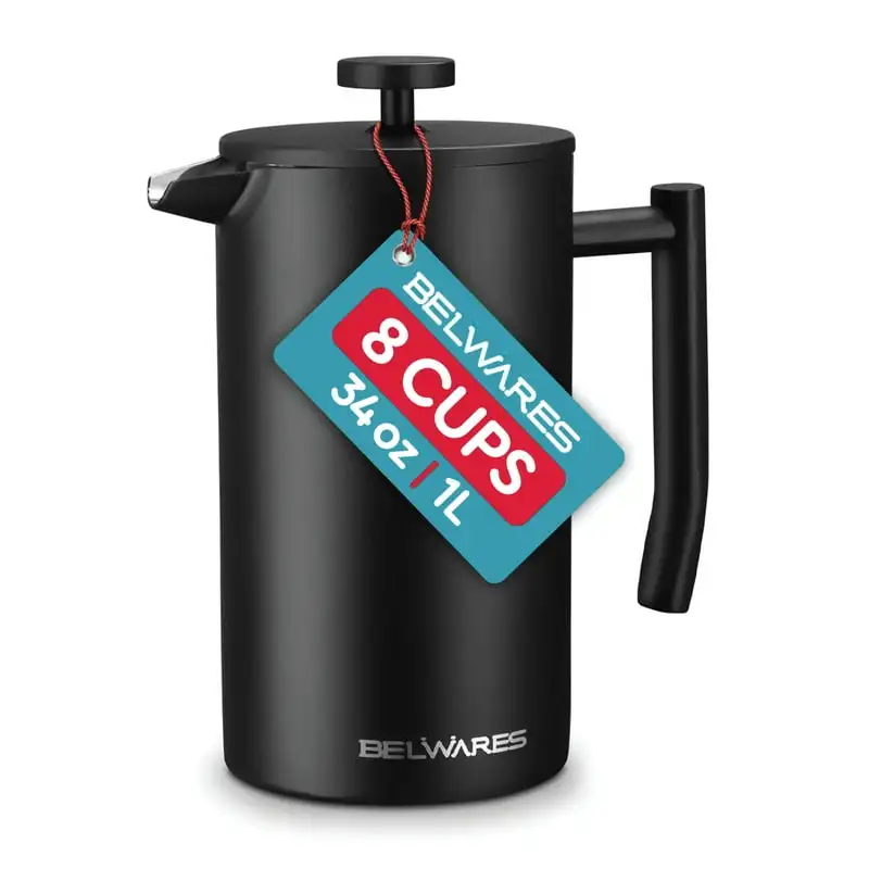 Press Coffee Maker, Double Wall Stainless Steel with Extra Filters, 34 Oz Black Milk mocha Taza espumadora de leche Milk frother
Press Coffee Maker, Double Wall Stainless Steel with Extra Filters, 34 Oz Black Milk mocha Taza espumadora de leche Milk frother