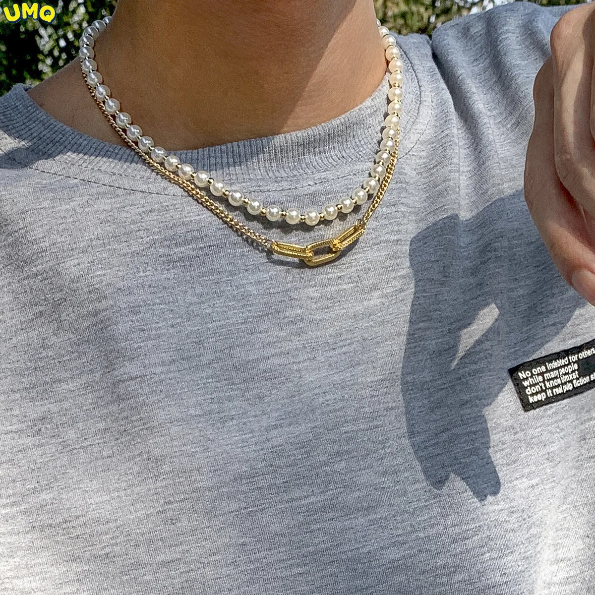 Fashion jewelry Hip Hop Imitation Pearl Men's Necklace Chaoku Street Shooting Geometric Metal Chain Necklacegifts for Women
Fashion jewelry Hip Hop Imitation Pearl Men's Necklace Chaoku Street Shooting Geometric Metal Chain Necklacegifts for Women