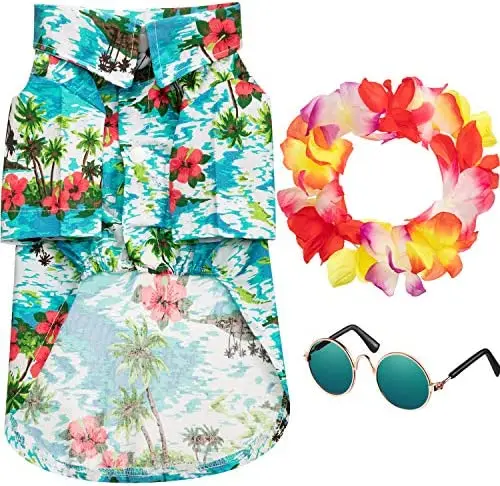 3 Pack Pet Dog Hawaiian Costume, Includes Puppy Dog's Cool T-Shirts Summer Clothes, Funny Cute Dog Retro Sunglasses and a Wreath
3 Pack Pet Dog Hawaiian Costume, Includes Puppy Dog's Cool T-Shirts Summer Clothes, Funny Cute Dog Retro Sunglasses and a Wreath