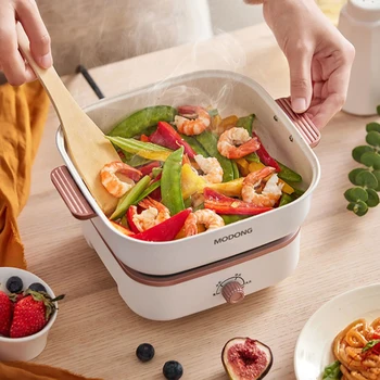 800W Electric Cooking Pot Household Split Rice Cooker Portable Fold Hotpot Electric Skillet Fried Pan Dormitory Multi-cooker