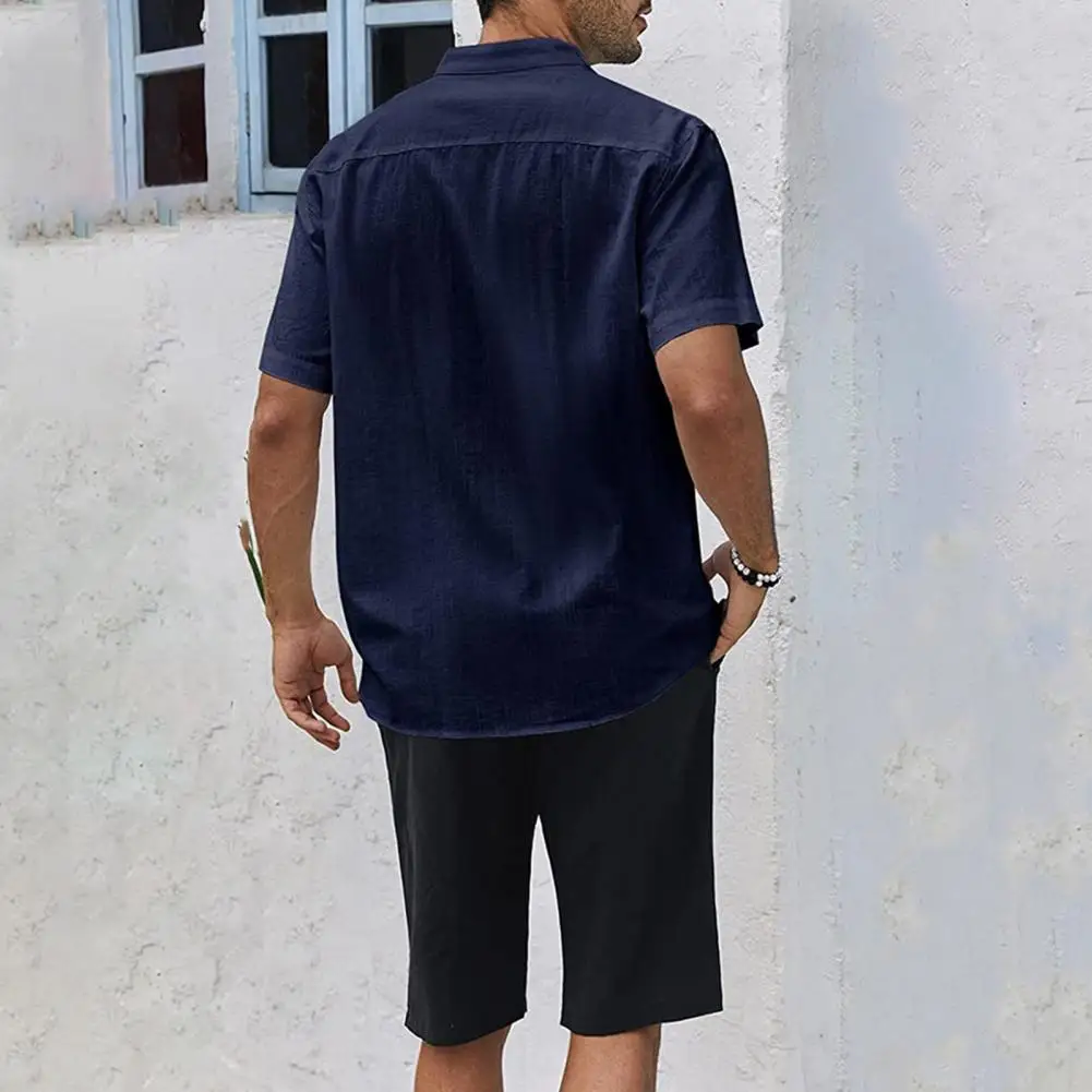 Patch Pocket Shirt Tops Retro Casual Men's Summer Shirt Stand Collar Short Sleeve Patch Pocket Single Breasted Streetwear for A
Patch Pocket Shirt Tops Retro Casual Men's Summer Shirt Stand Collar Short Sleeve Patch Pocket Single Breasted Streetwear for A