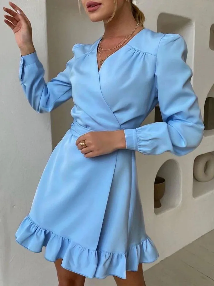 Office Sexy V Neck Ruffle Mini Dress Spring Casual Long Sleeve Bodycon Party Dress Summer Women Sweet Simple Solid Dress Vestido
Office Sexy V Neck Ruffle Mini Dress Spring Casual Long Sleeve Bodycon Party Dress Summer Women Sweet Simple Solid Dress Vestido