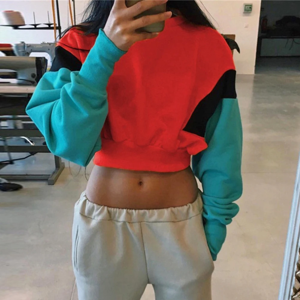 Hot Sale Sweatshirts Skillful Manufacture O-Neck Loose Women Sweatshirt Long Sleeve Hit Color Stitching Solid Crop Tops
Hot Sale Sweatshirts Skillful Manufacture O-Neck Loose Women Sweatshirt Long Sleeve Hit Color Stitching Solid Crop Tops