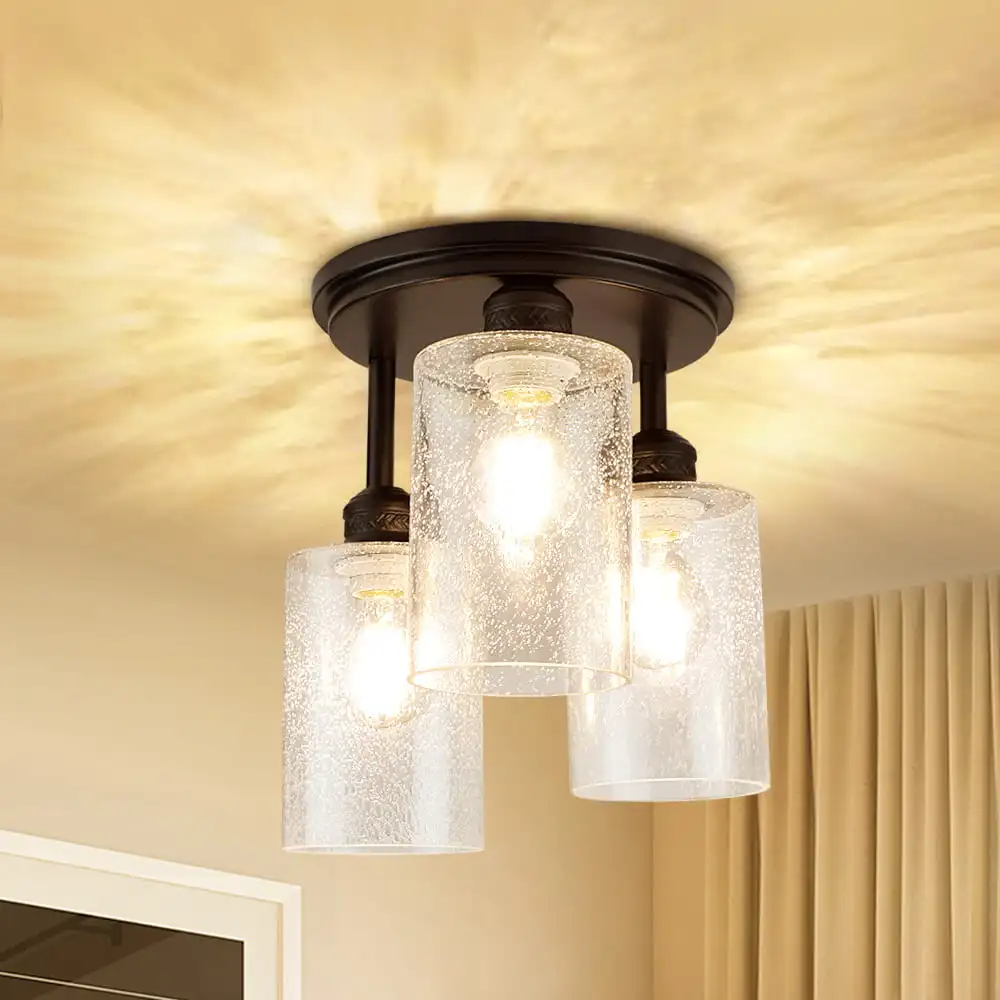 3-Light Oil Rubbed Semi-Flush Mount Ceiling Light, Farmhouse Black Ceiling Light Fixture for Dining Room, Hallway, Kitchen, Bedr
3-Light Oil Rubbed Semi-Flush Mount Ceiling Light, Farmhouse Black Ceiling Light Fixture for Dining Room, Hallway, Kitchen, Bedr
