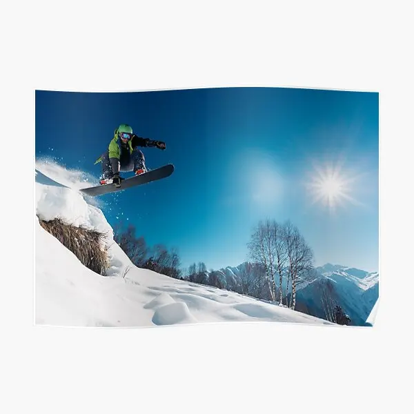 Снежинки прыгающий на заснеженную гору плакат настенная живопись Декор роспись