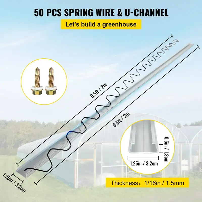 

Wiggle Wire &Aluminum Alloy Spring Lock U-Channel 6.56ft 50PCS
