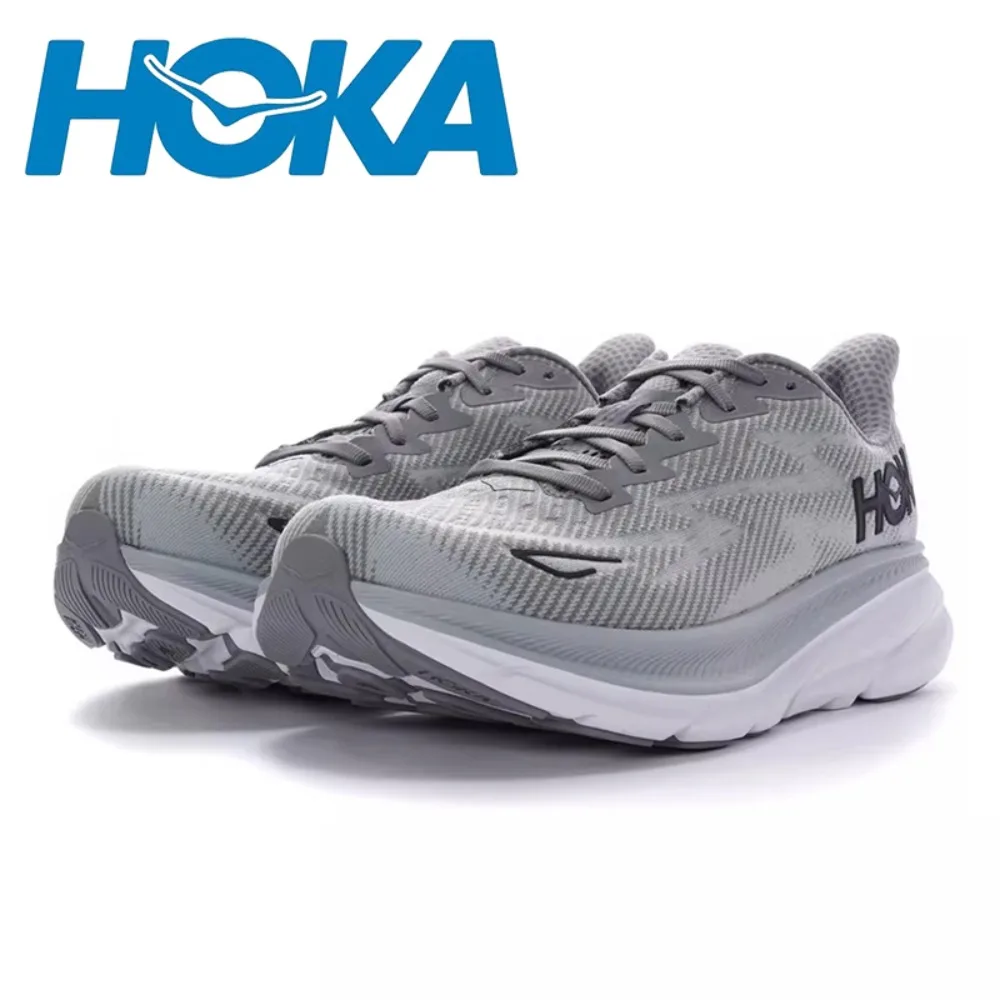 

HOKA Clifton 9 Sport Running Shoes Harbor Mist Grey Breathable Anti Slip Women Men Lifestyle Outdoor Trainer Sneakers