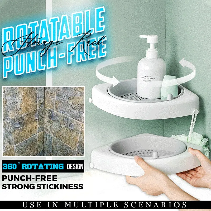 

Rotatable Bathroom Corner Shelf Wall Mounted Shampoo Holder Triangle Rack Organizer Bathroom Shelves Kitchen Storage Shelf