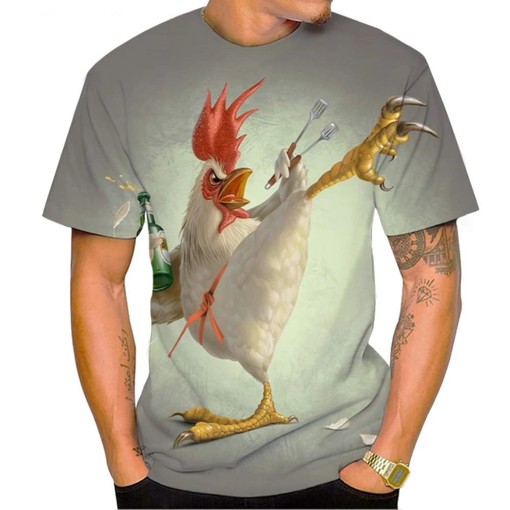 Summer New Men's T-shirt Fashion Funny Chicken Pattern Cockfighting 3D Printing Men's Round Neck Short Sleeve Loose Top
Summer New Men's T-shirt Fashion Funny Chicken Pattern Cockfighting 3D Printing Men's Round Neck Short Sleeve Loose Top