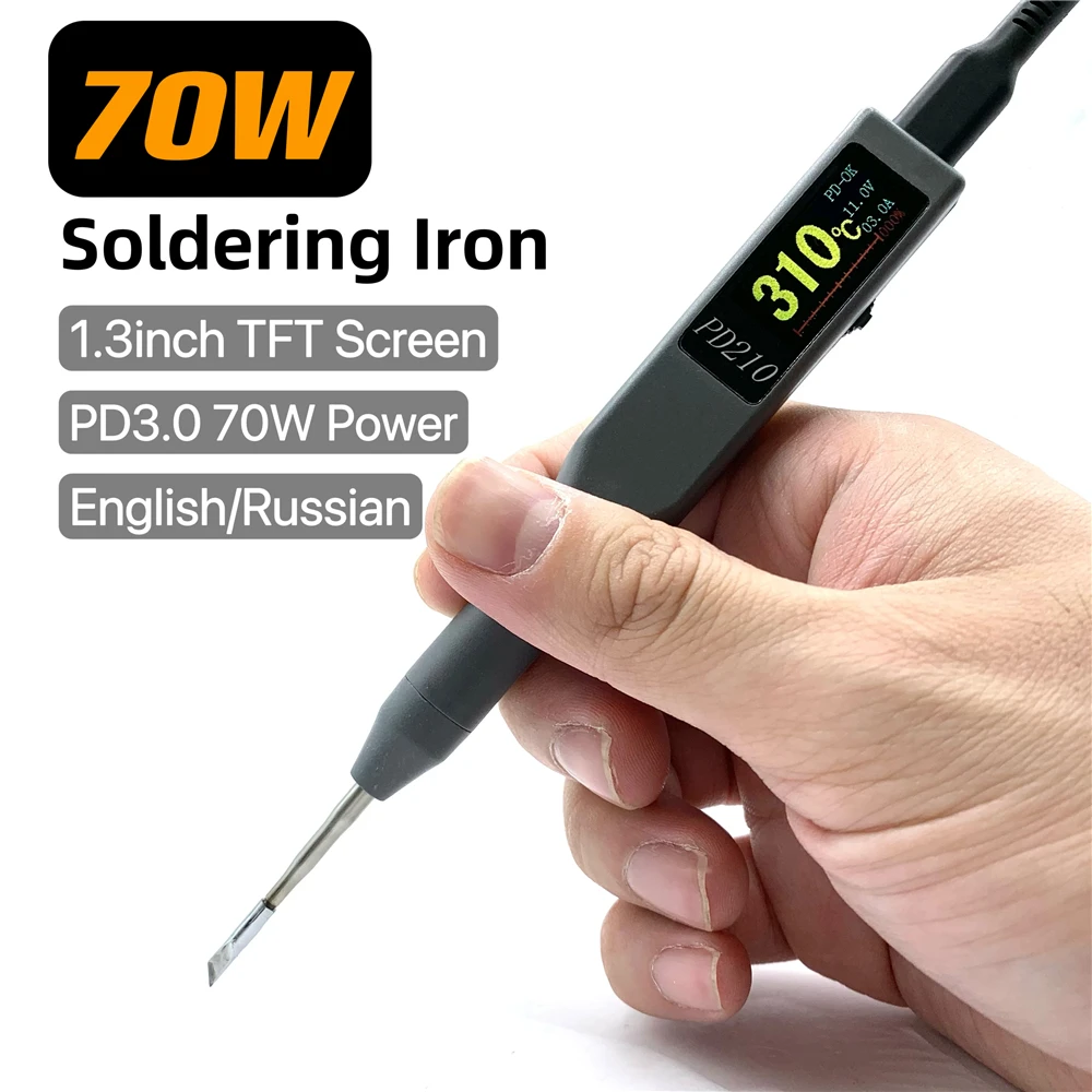PD210 Portable Intelligent Soldering Iron 65W High Power PID Temperature Control PD3.0 PPS Compatible For JBC210 Solder Tips
PD210 Portable Intelligent Soldering Iron 65W High Power PID Temperature Control PD3.0 PPS Compatible For JBC210 Solder Tips