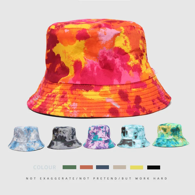 New Tie-dye Print Multi-color Flat-top Big-brimmed Bucket Hat Men and Women Pot Hats Adult Polyester Double-sided Fisherman Hat
New Tie-dye Print Multi-color Flat-top Big-brimmed Bucket Hat Men and Women Pot Hats Adult Polyester Double-sided Fisherman Hat
