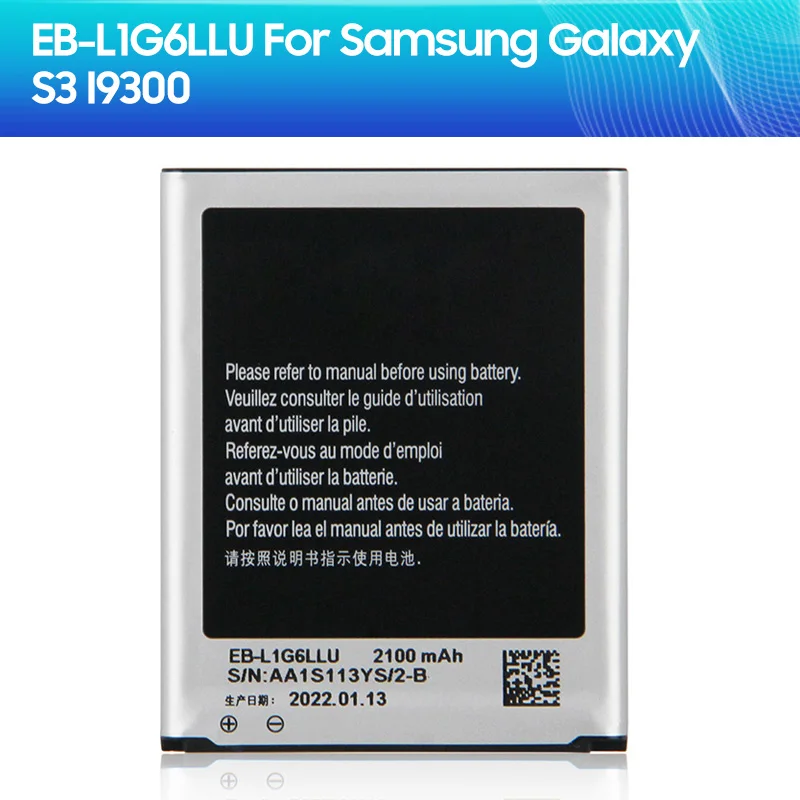 Replacement Battery EB-L1G6LLU EB-L1G6LLA for Samsung GALAXY S3 GALAXY I9300 GT-I9301i I9308 L710 I535 with NFC 2100mAh
Replacement Battery EB-L1G6LLU EB-L1G6LLA for Samsung GALAXY S3 GALAXY I9300 GT-I9301i I9308 L710 I535 with NFC 2100mAh