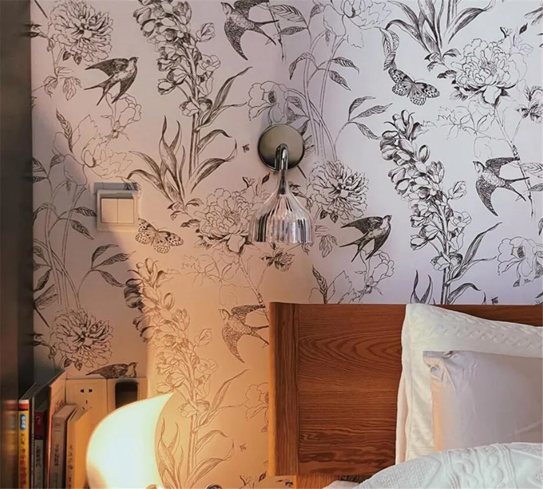 

Роскошный фон для французской спальни, обои на стену с улучшенными рисунками ласточки, ТВ, американские эскизы, 3d обои