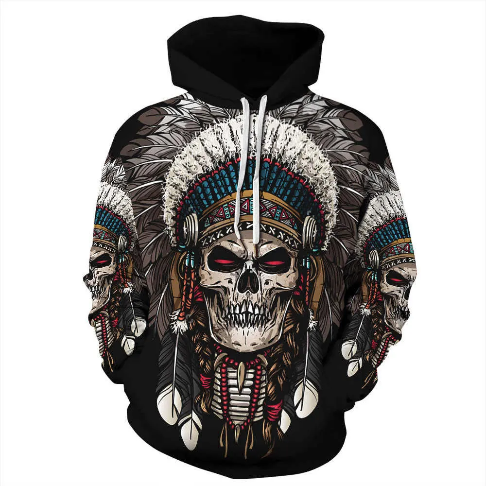 Men's Hoodie Indian Print Jacket Horror Skull Hoodie Retro Clothes Top Winter Casual Sweater Punk Style Black Loose Pullove
Men's Hoodie Indian Print Jacket Horror Skull Hoodie Retro Clothes Top Winter Casual Sweater Punk Style Black Loose Pullove