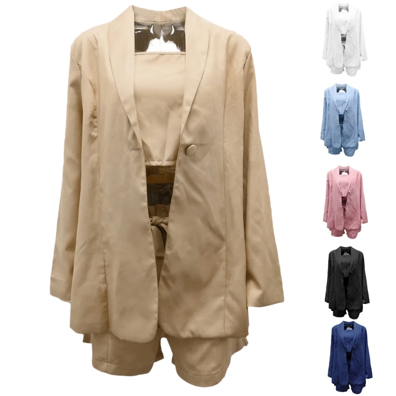 Женский элегантный костюм из трех предметов, шорты с высокой талией и поясом, костюм с длинным рукавом
Женский элегантный костюм из трех предметов, шорты с высокой талией и поясом, костюм с длинным рукавом