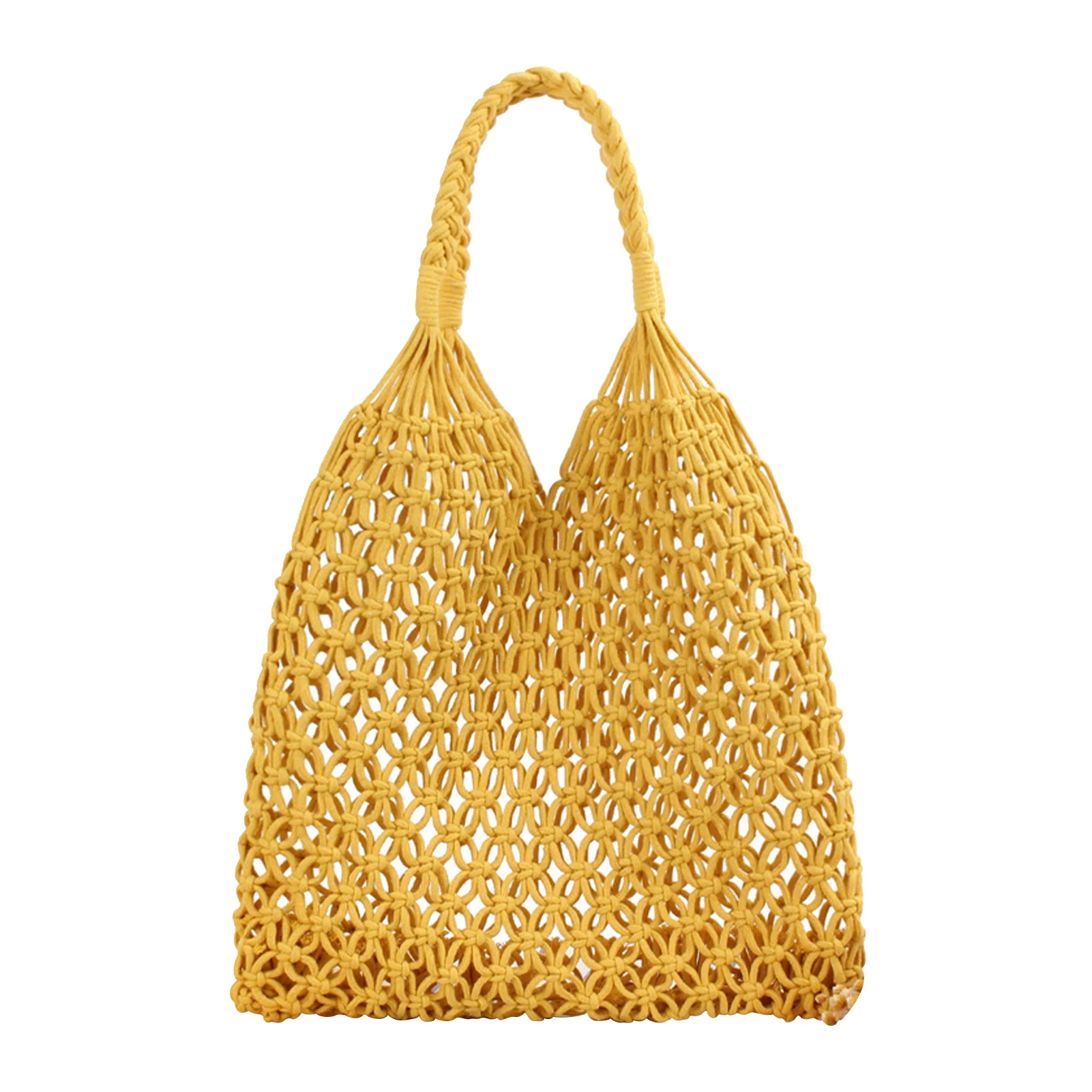 Большая Дорожная вязаная крючком хлопковая Веревка Пляжная плетеная Ретро кошелек ручной работы сумка-тоут для рыбалки женская соломенная сумка на плечо Летняя Повседневная