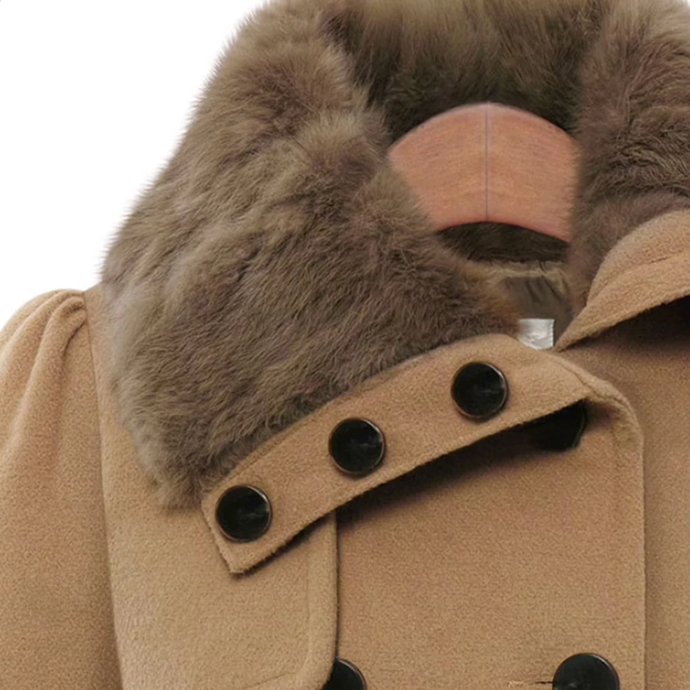 

Womens Coat Womens Tops Topcoat Trench Coat Winter Belted Overcoat Double Breasted Faux Fur Collar Comfortable