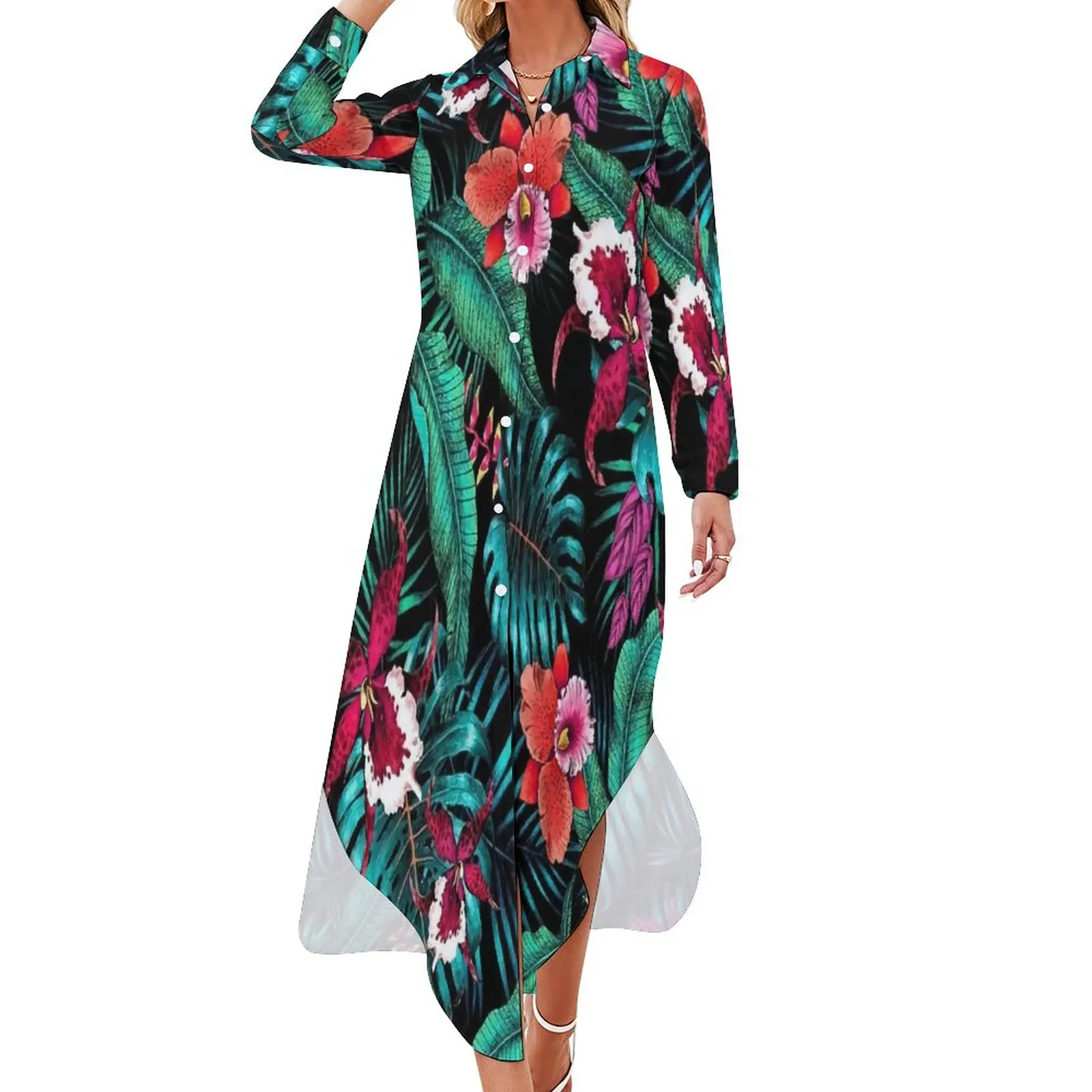 Palm Leaves Green Chiffon Dress Sexy V Neck Floral Print Cute Dresses Ladies Street Fashion Casual Dress Print Oversize Vestidos
Palm Leaves Green Chiffon Dress Sexy V Neck Floral Print Cute Dresses Ladies Street Fashion Casual Dress Print Oversize Vestidos