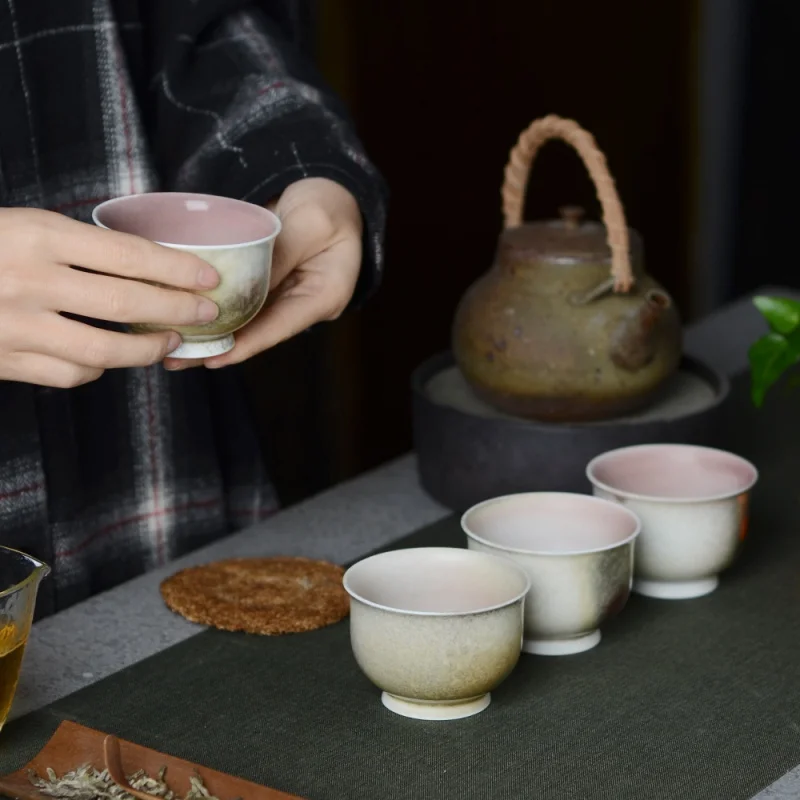 

Jingdezhen Kung Fu Tea Cup Porcelain Master Cup Single Cup Tea Bowl Gracked Glaze Kiln Baked Plain Red Teaware Tea Cup Tea Cup