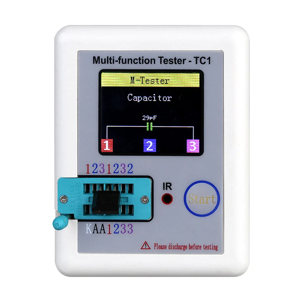 

LCR-TC1 1.8" TFT LCD Display Multimeter Diode Triode Capacitor Resistor Detector Transistor Tester MOSFET NPN PNP Triac MOS 4.5V
