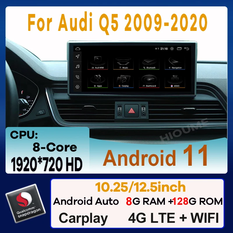 12.5" Android 11 Snapdragon 8+128G Car Multimedia Player GPS Navigation Radio for Audi Q5 Q5L 2009-2020 CarPlay Video Stereo
12.5" Android 11 Snapdragon 8+128G Car Multimedia Player GPS Navigation Radio for Audi Q5 Q5L 2009-2020 CarPlay Video Stereo