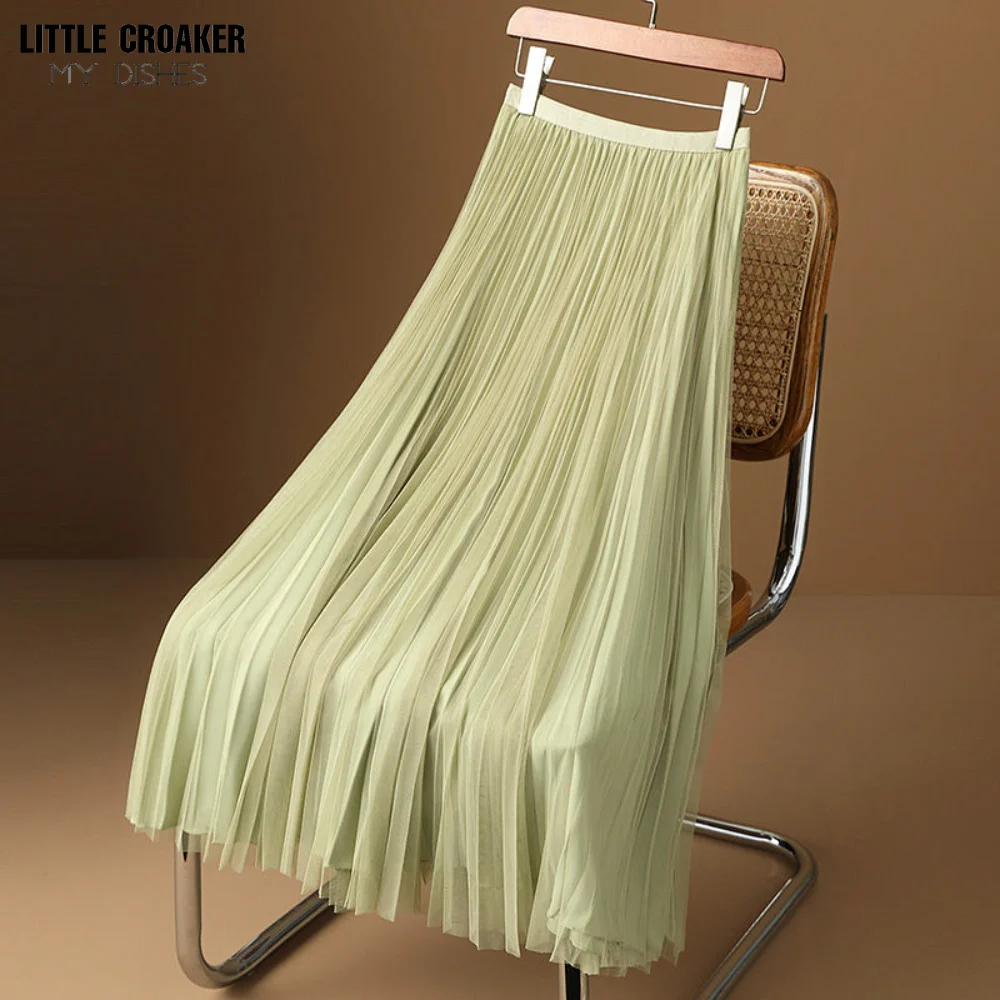 

Half-length Skirt Women's High Waisted A-line Skirt Spring/summer 2023 New Mid Length Pleated Skirt Slim Fairy Draped Yarn Skirt