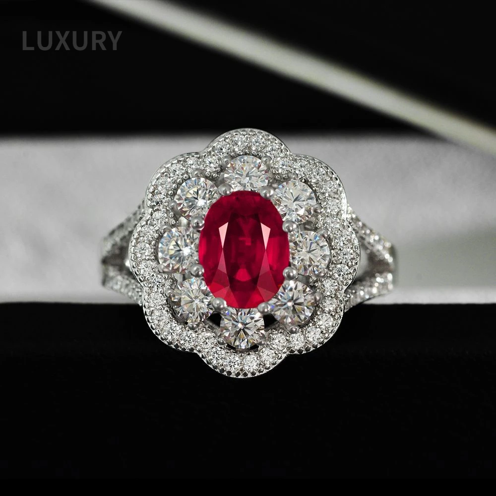 Luxury S925 Sterling Silver 6*8mm Oval Ruby High Carbon Diamond Rings For Women Sparkling Party Fine Jewelry Gifts
Luxury S925 Sterling Silver 6*8mm Oval Ruby High Carbon Diamond Rings For Women Sparkling Party Fine Jewelry Gifts