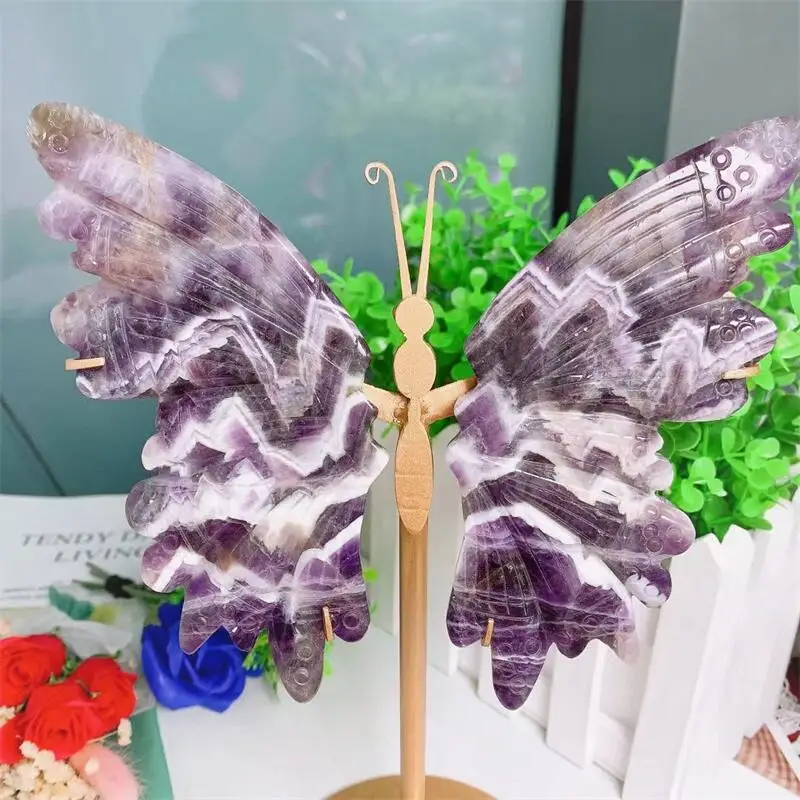 Natural Dream Amethyst Butterfly Wings Crystal Carving Crafts Healing Energy Stone Gift Home Decoration Birthday Gift 1 pair
Natural Dream Amethyst Butterfly Wings Crystal Carving Crafts Healing Energy Stone Gift Home Decoration Birthday Gift 1 pair