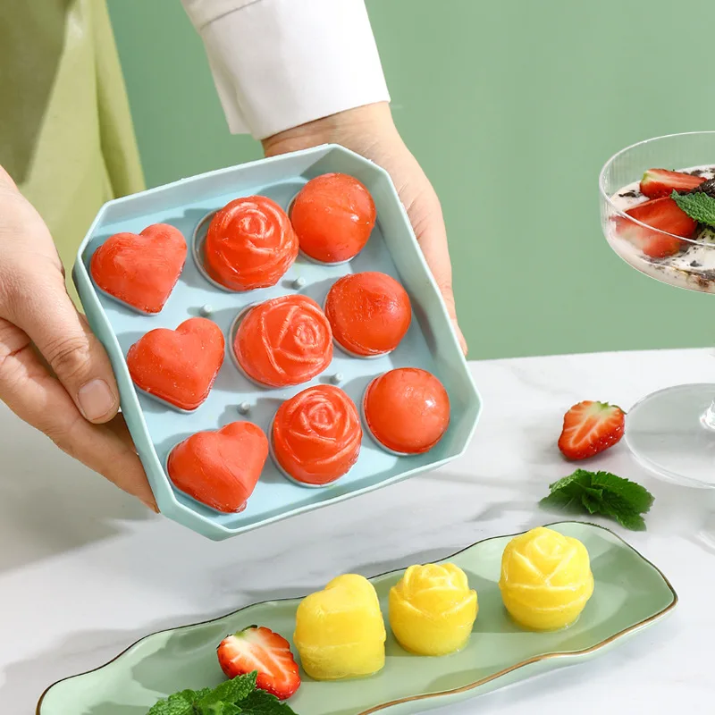 Silicone Ice Cube Mold Rose Flower Love Heart Round Ice Shaped Refrigerator Household Ice Storage Box Frozen Ice Cubes Tray
Silicone Ice Cube Mold Rose Flower Love Heart Round Ice Shaped Refrigerator Household Ice Storage Box Frozen Ice Cubes Tray