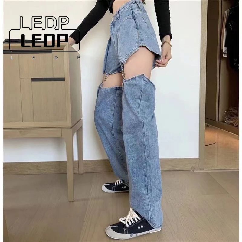 LEDP Retro Women's Denim Trousers Women's Straight High Waist Slim Pants Fall Hot Girls Design Detachable Women's Loose Jeans
LEDP Retro Women's Denim Trousers Women's Straight High Waist Slim Pants Fall Hot Girls Design Detachable Women's Loose Jeans