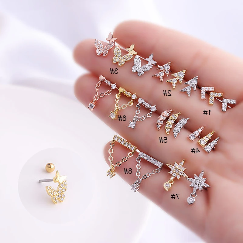 1Piece 20G Stainless Steel Piercing Studs Earrings for Women Screw Fashion Jewelry Ear Cuffs Arrow Butterfly Earrings for Teens
1Piece 20G Stainless Steel Piercing Studs Earrings for Women Screw Fashion Jewelry Ear Cuffs Arrow Butterfly Earrings for Teens