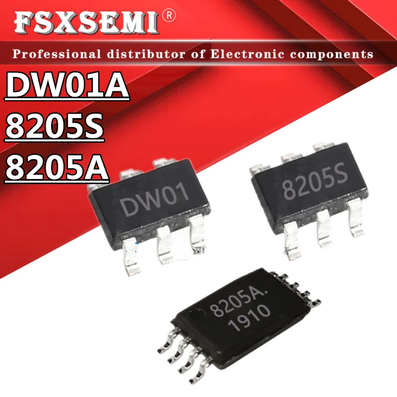 

New ( DW01+FS8205A) DW01+8205A Lithium battery protection chip DW01A DW01B 8205S FS8205S SOT23-6 8205 TSSOP8