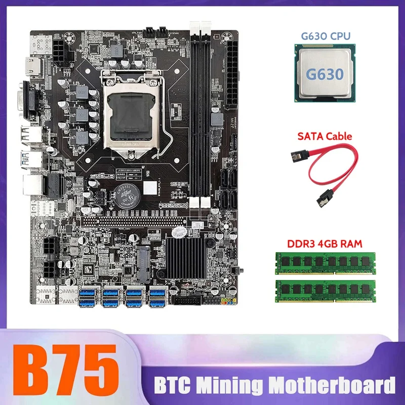 Материнская плата для майнинга B75 BTC 8xusb + G630 CPU + 2XDDR3 4 ГБ ОЗУ + SATA кабель LGA1155 B75 USB материнская плата для майнинга
Материнская плата для майнинга B75 BTC 8xusb + G630 CPU + 2XDDR3 4 ГБ ОЗУ + SATA кабель LGA1155 B75 USB материнская плата для майнинга