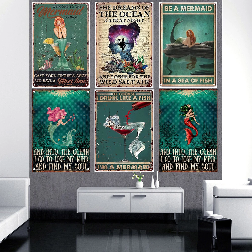 Mermaid Vintage Metal Signs for Bar Pub Club Man Cave Wall Decoration Tin Signs Fashion Wall Art Funny Poster Decor Gift
Mermaid Vintage Metal Signs for Bar Pub Club Man Cave Wall Decoration Tin Signs Fashion Wall Art Funny Poster Decor Gift