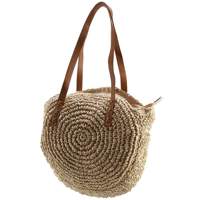 Round Straw Beach Bag Vintage Handmade Woven Shoulder Bag Raffia Circle Rattan Bags Bohemian Summer Vacation Casual Bags
Round Straw Beach Bag Vintage Handmade Woven Shoulder Bag Raffia Circle Rattan Bags Bohemian Summer Vacation Casual Bags