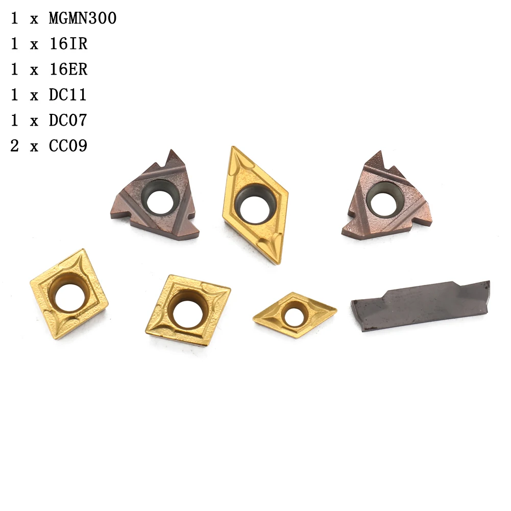 Lathe Boring Bar Carbide Inserts 16IR/16ER/DC11/DC07/CC09 7 Pcs/set For 16mm Shank MGMN300 Turning Tools Holder
Lathe Boring Bar Carbide Inserts 16IR/16ER/DC11/DC07/CC09 7 Pcs/set For 16mm Shank MGMN300 Turning Tools Holder