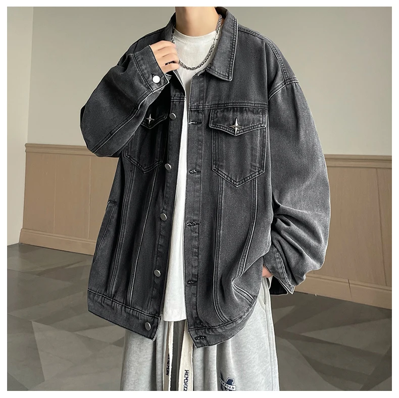 Denim jacket men's spring autumn trend American style high street jacket men's lapel loose fitting casual coat upper garment
Denim jacket men's spring autumn trend American style high street jacket men's lapel loose fitting casual coat upper garment