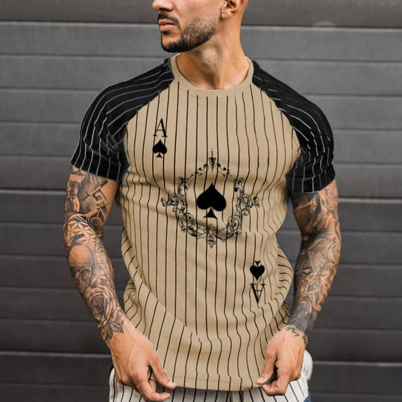 2023 Summer Men's T-shirt Summer Men's Street Style Round Neck Shirt Fashion Poker Print Short Sleeve Zebra Stripe Printed Tops
2023 Summer Men's T-shirt Summer Men's Street Style Round Neck Shirt Fashion Poker Print Short Sleeve Zebra Stripe Printed Tops