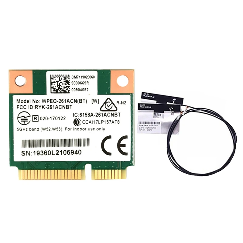 QCA6174 WPEQ-261ACN(BT) WIFI Card+2Xantenna 802.11AC 867M QCA6174 Bluetooth 4.2 WIFI 5 Mini Pcie Card
QCA6174 WPEQ-261ACN(BT) WIFI Card+2Xantenna 802.11AC 867M QCA6174 Bluetooth 4.2 WIFI 5 Mini Pcie Card