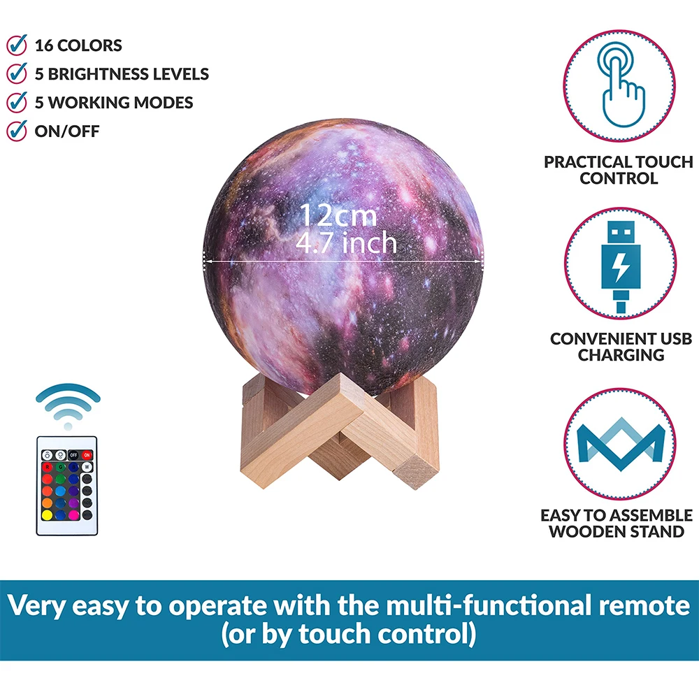 LED3D Starry Moon Painted Night Light 16 Colors USB Remote and Touch Control Bedroom Bedside Living Room Atmosphere Lover Gift
LED3D Starry Moon Painted Night Light 16 Colors USB Remote and Touch Control Bedroom Bedside Living Room Atmosphere Lover Gift