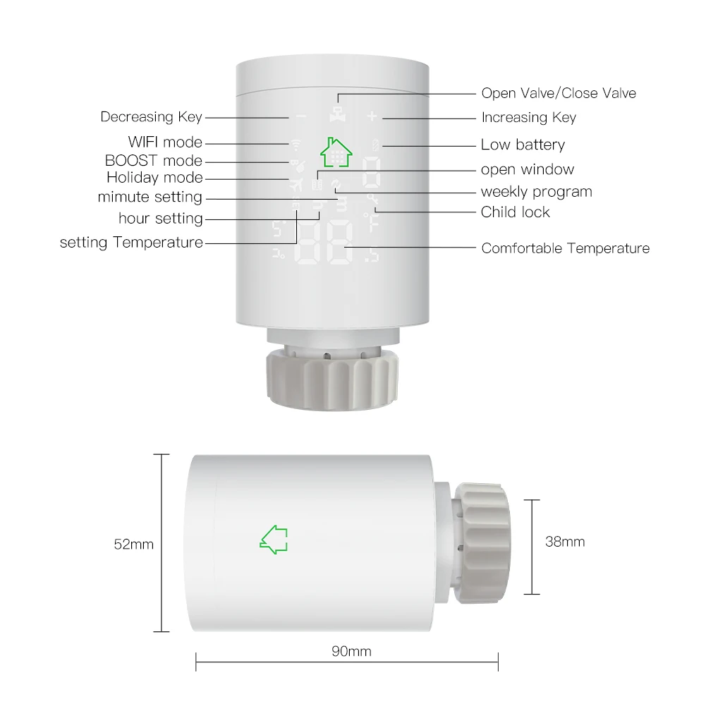 Tuya ZigBee3.0 Smart Radiator Actuator Programmable Thermostatic Valve Temperature Controller Voice Control via Alexa | Безопасность и