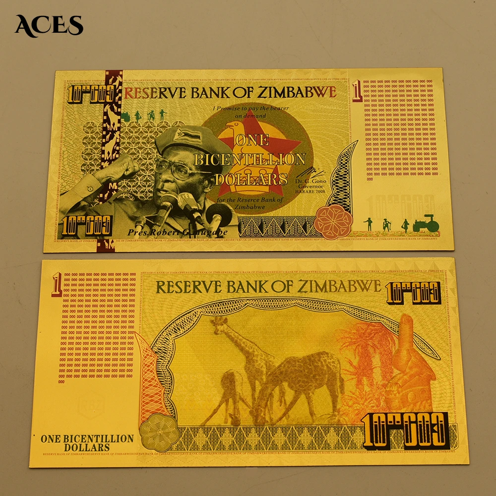 Zimbabwe One Bicentillion Dollar Gold Foil Banknote Replica Paper Money Fluorescent Anti-counterfeiting Collection Business Gift
Zimbabwe One Bicentillion Dollar Gold Foil Banknote Replica Paper Money Fluorescent Anti-counterfeiting Collection Business Gift