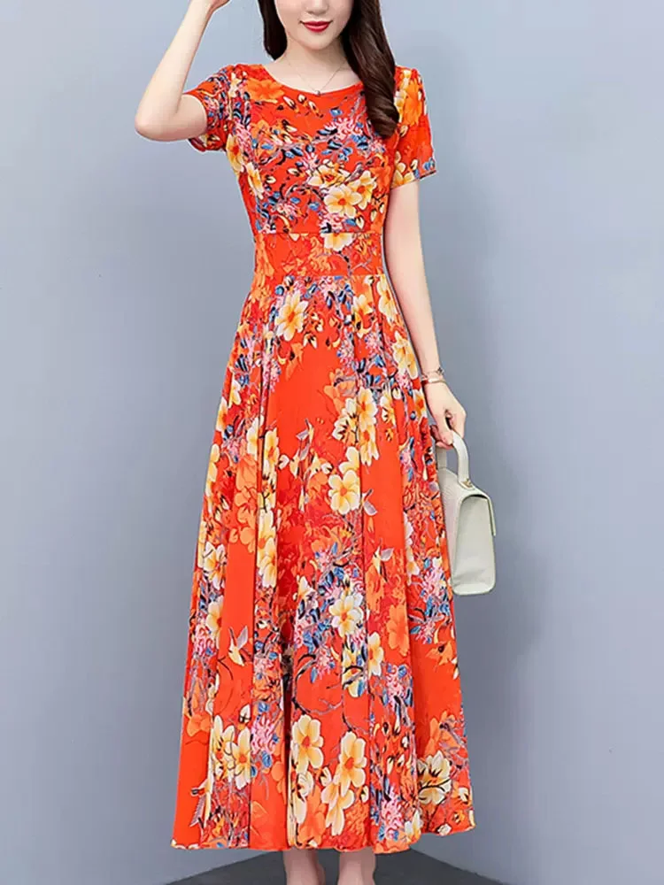 Mom's Fragmented Chiffon Dress 2023 Summer New Wrapped Waist Long Dress Temperament Slim Long Dresses Feminina
Mom's Fragmented Chiffon Dress 2023 Summer New Wrapped Waist Long Dress Temperament Slim Long Dresses Feminina