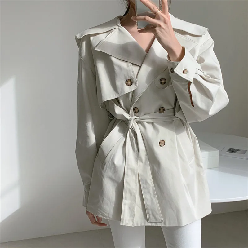 Женский двубортный Тренч с поясом-кушаком, тонкий двубортный Тренч бежевого и абрикосового цвета с длинным рукавом, ветровка в Корейском стиле для весны, 2023 
Женский двубортный Тренч с поясом-кушаком, тонкий двубортный Тренч бежевого и абрикосового цвета с длинным рукавом, ветровка в Корейском стиле для весны, 2023