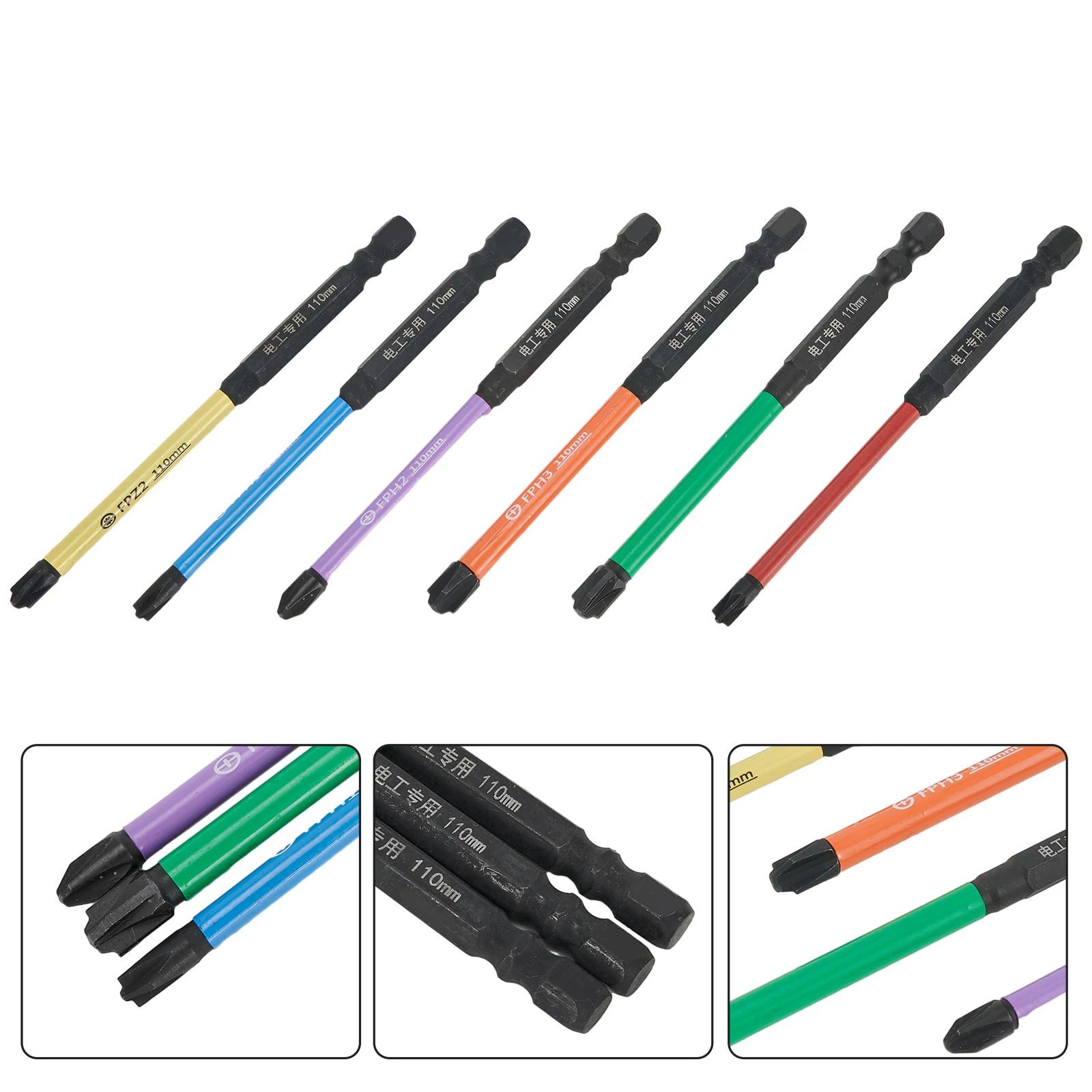 Electrician Screwdriver Bits 110mm / 4.33’’ Length 6 Pcs/set Alloy Steel Magnetic Various Colours Brand New Outdoor
Electrician Screwdriver Bits 110mm / 4.33’’ Length 6 Pcs/set Alloy Steel Magnetic Various Colours Brand New Outdoor