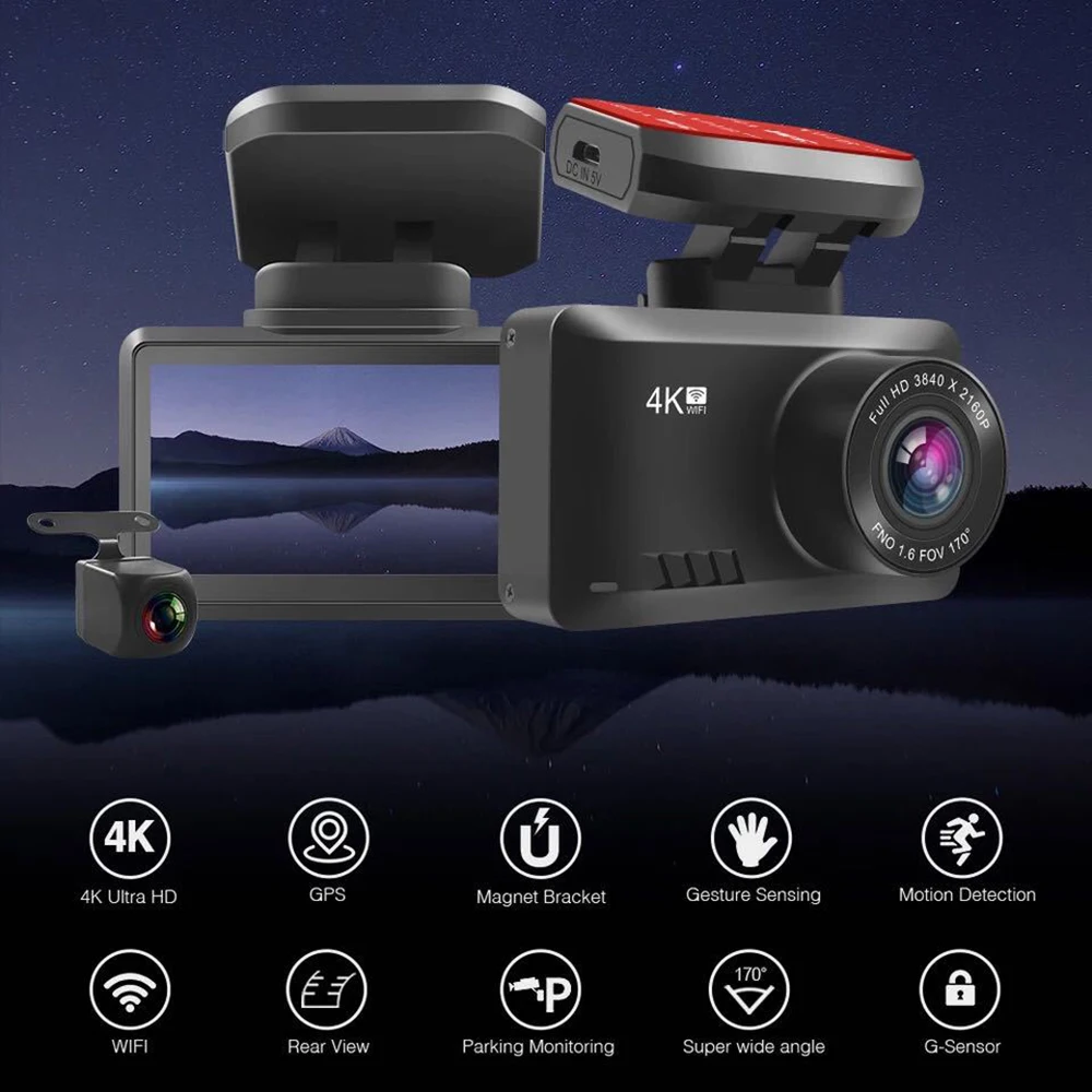 Car DVR Dash Cam 4K Ultra HD WiFi Vehicle Dash Camera Car Video Recorder 24H Parking Monitor Night Vision Auto DVRs GPS Tracker
Car DVR Dash Cam 4K Ultra HD WiFi Vehicle Dash Camera Car Video Recorder 24H Parking Monitor Night Vision Auto DVRs GPS Tracker