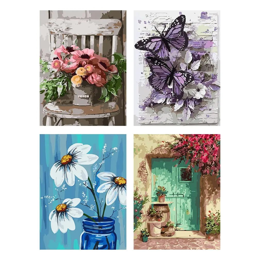 Paint by Numbers for Adults Beginner,4 Pack DIY Adult Paint by Number Kits On Canvas Butterfly Flowers Acrylic Paint,Drawing Pai
Paint by Numbers for Adults Beginner,4 Pack DIY Adult Paint by Number Kits On Canvas Butterfly Flowers Acrylic Paint,Drawing Pai
