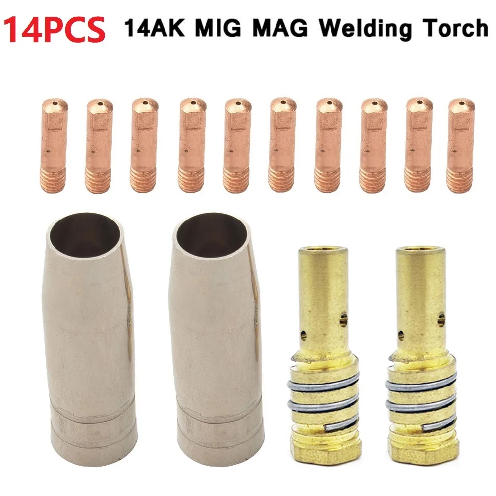 14Pc MAG MIG-14AK Welding Torch Consumables Torch Gas Nozzle Tip Holder Welding Nozzle And Gas Nozzle Holder Accessories
14Pc MAG MIG-14AK Welding Torch Consumables Torch Gas Nozzle Tip Holder Welding Nozzle And Gas Nozzle Holder Accessories