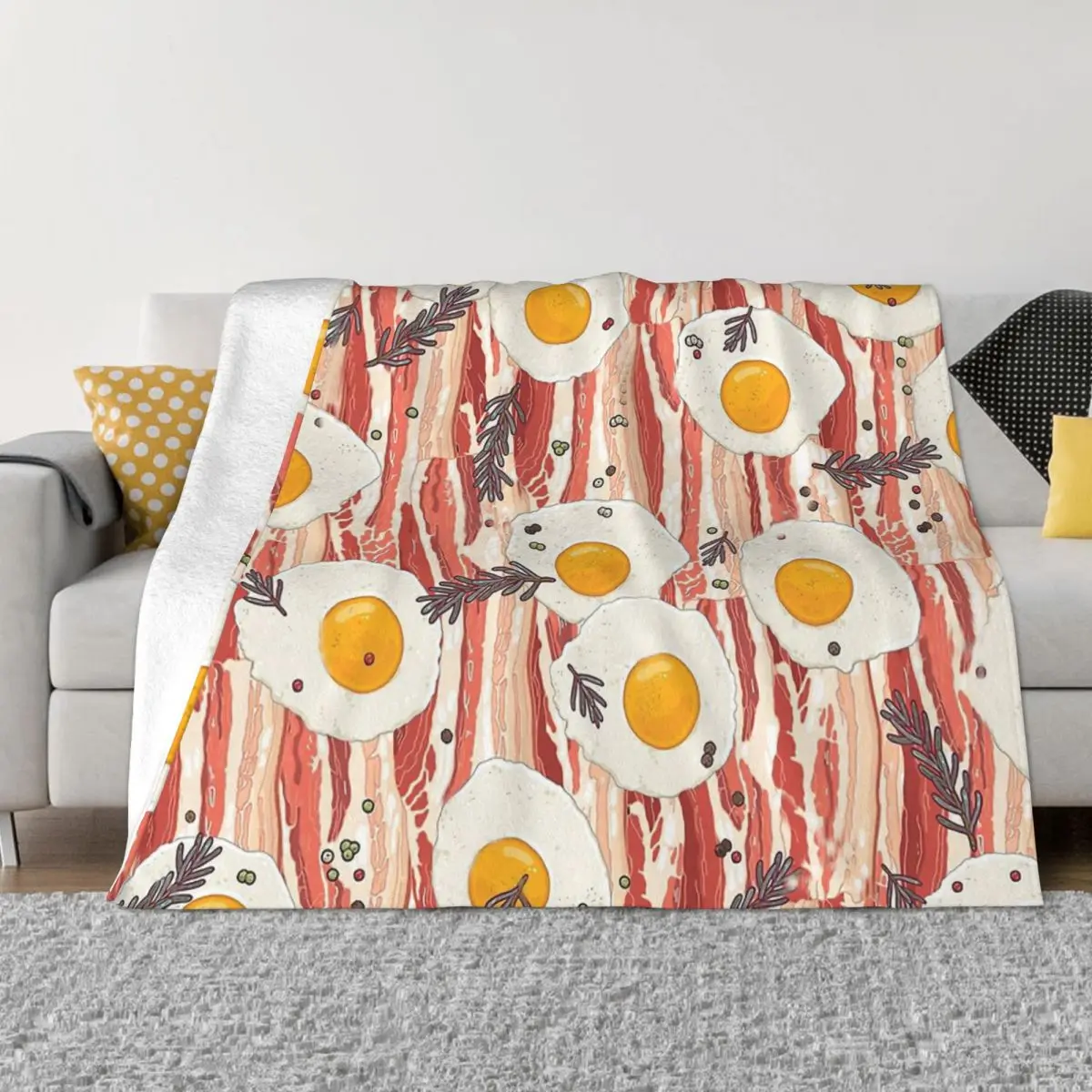 Портативное домашнее фланелевое одеяло для любителей еды, украшение для бекона и яиц 
Портативное домашнее фланелевое одеяло для любителей еды, украшение для бекона и яиц
